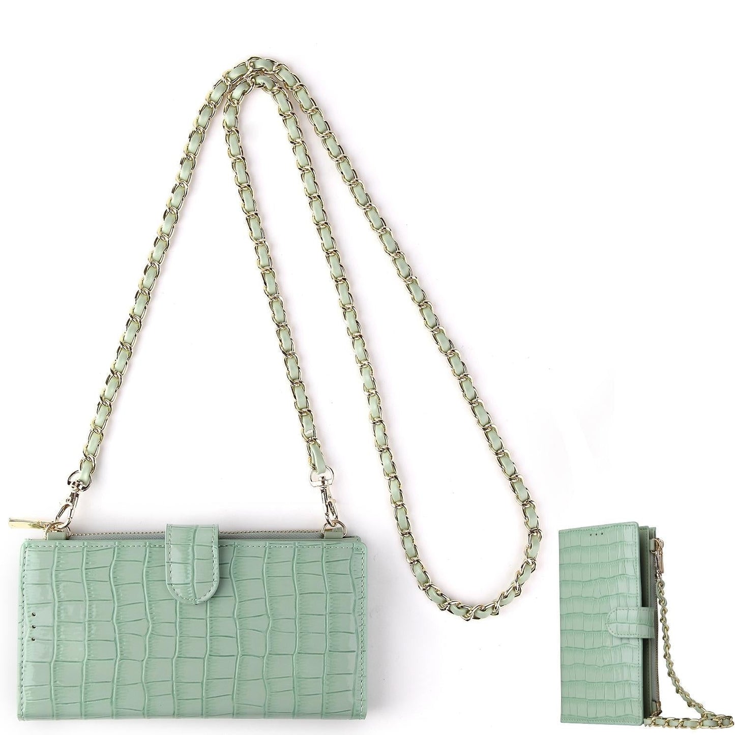 Long Crossbody Mini Shoulder Bag For Coins & Phone - Beige