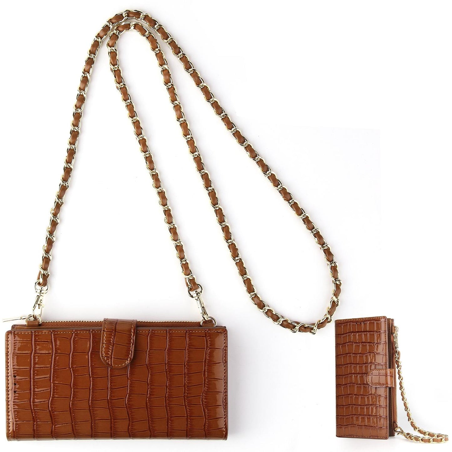 Long Crossbody Mini Shoulder Bag For Coins & Phone - Beige