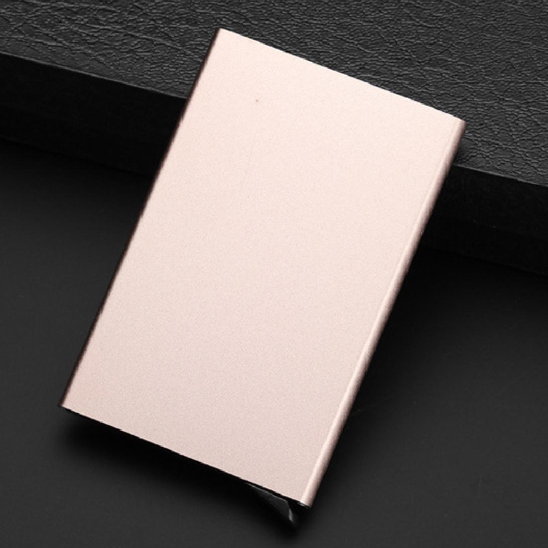 Stainless Steel Pu Business Card Holder Antimagnetic 10X6.2X0.8Cm - Gold