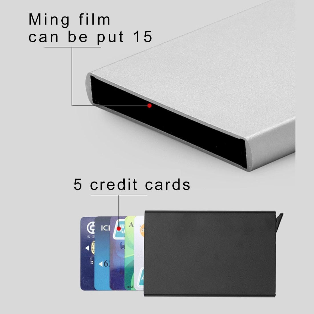 Stainless Steel Pu Business Card Holder Antimagnetic 10X6.2X0.8Cm - Gold