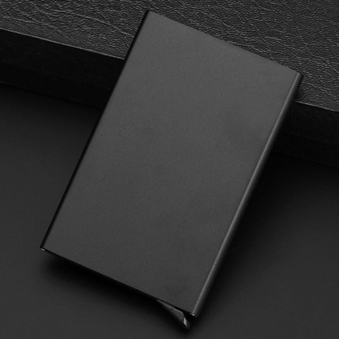 Stainless Steel Pu Business Card Holder Antimagnetic 10X6.2X0.8Cm - Gold