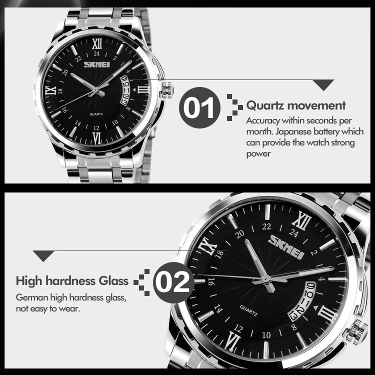 Waterproof Multifunctional Quartz Wrist Watch - Fashionable and Business-ready - Gold