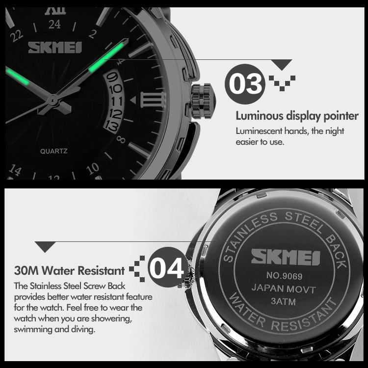 Waterproof Multifunctional Quartz Wrist Watch - Fashionable and Business-ready - Gold