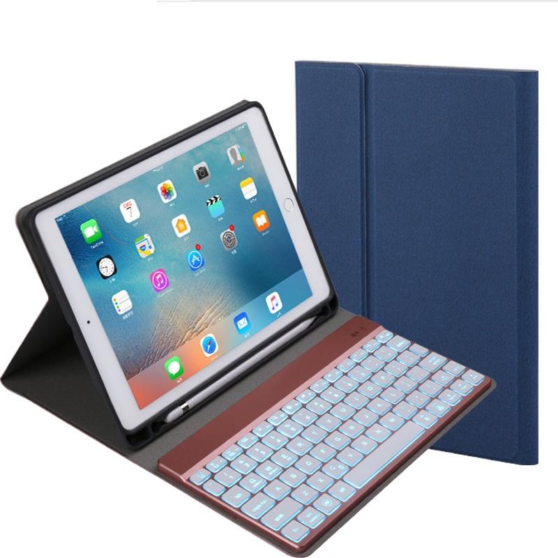 Detachable Bluetooth Keyboard & Leather Tablet Case For Ipad Pro / Air 9.7 With Colourful Backlight & Holder - Champagne Gold