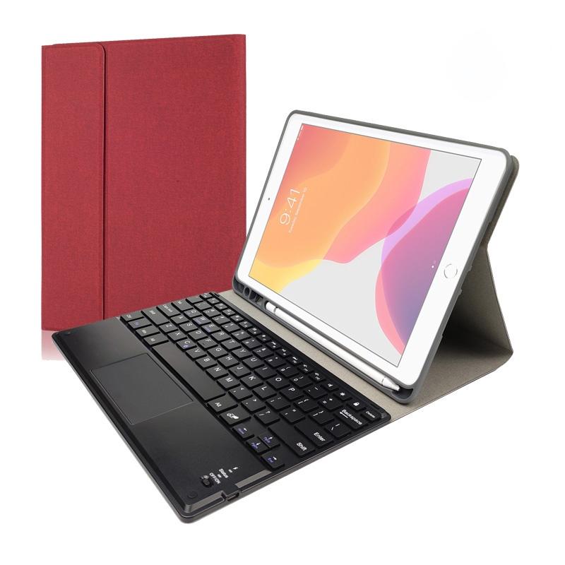 10.2 Ipad Keyboard Case With Touchpad Pen Slot & Bracket - Detachable Magnetic Silk Pattern Tpu - Blue