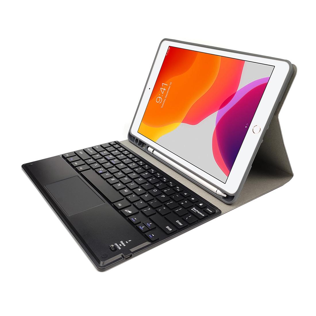 10.2 Ipad Keyboard Case With Touchpad Pen Slot & Bracket - Detachable Magnetic Silk Pattern Tpu - Blue