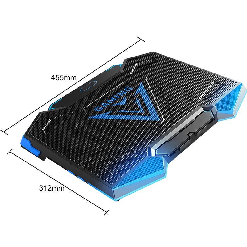 5-core Dual Port Laptop Stand with Cooling Fan - Blue