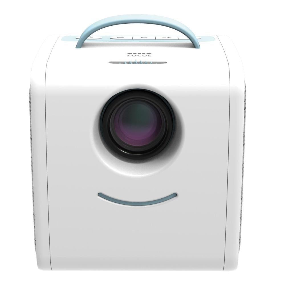 10W Children Video Projector - 30 Lumens Hd 1080P Lcd Technology Supports Av / Usb / Mini Sd / Hdmi / Audio - White - Blue