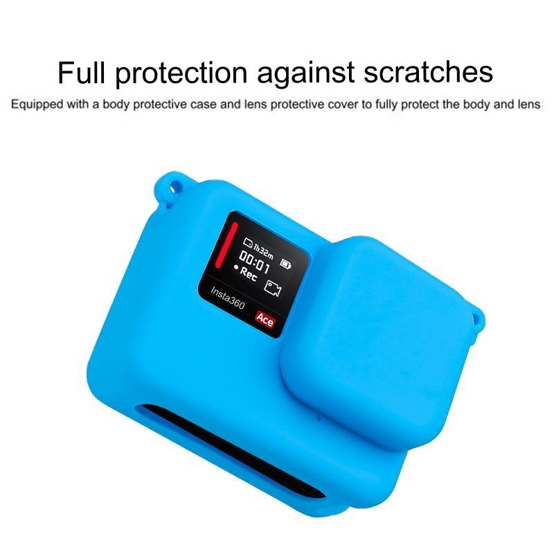 Silicone Protective Case with Lens Cap for Insta360 Ace - Blue