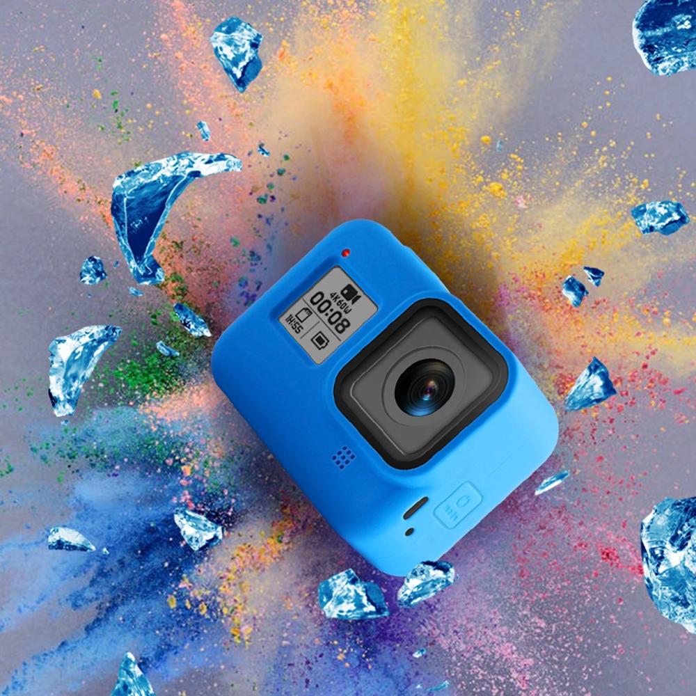 Gopro Hero8 Silicone Case with Wrist Strap - Protective Cover - Blue