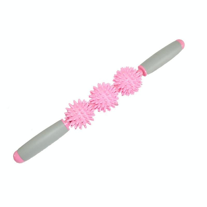 Triple Hedgehog Balls Massage Stick For Neck Leg And Hand Yoga Health Care - Blue