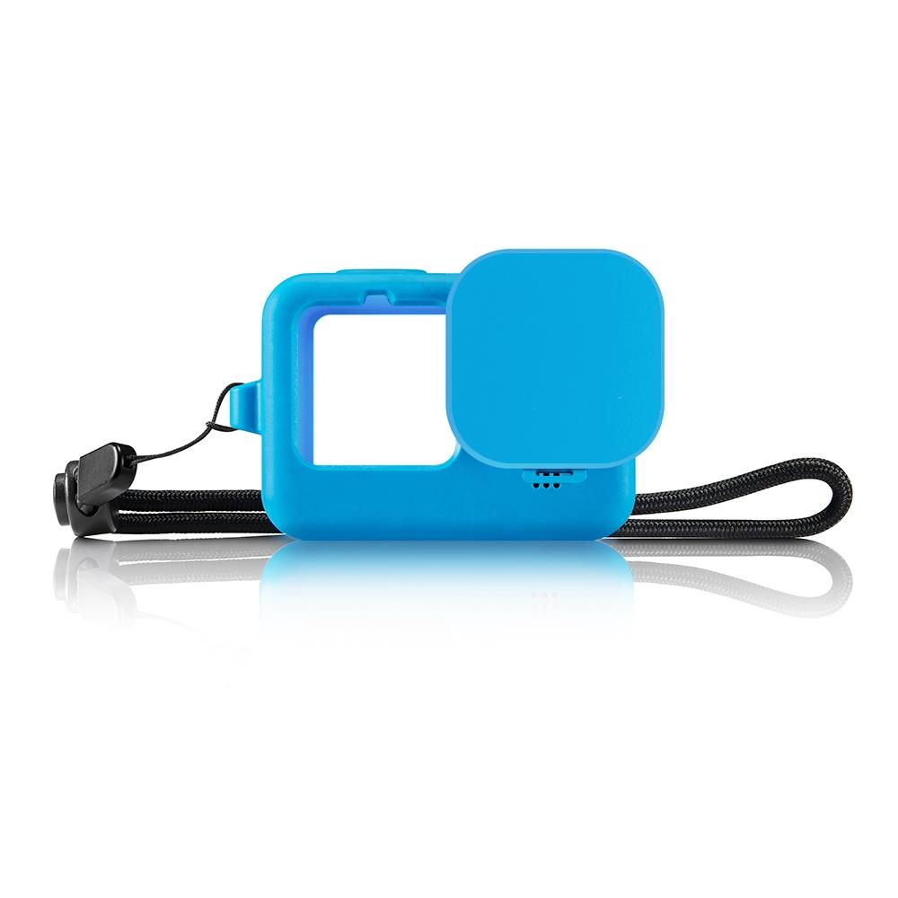 Silicone Case with Wrist Strap and Lens Cover for Gopro Hero 9-12 - Blue