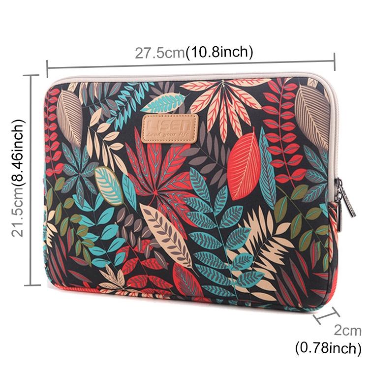 Sleeve Case Colourful Leaves Zipper Briefcase Carrying Bag - Blue