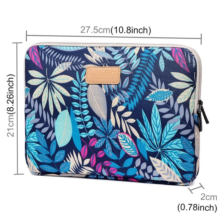 Sleeve Case Colourful Leaves Zipper Briefcase Carrying Bag - Blue