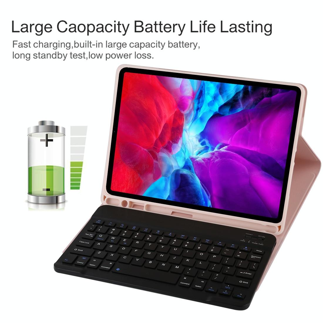 Bluetooth Tablet Case For Ipad Pro 11 With Detachable Microfiber Leather Pen Slot & Holder - Purple