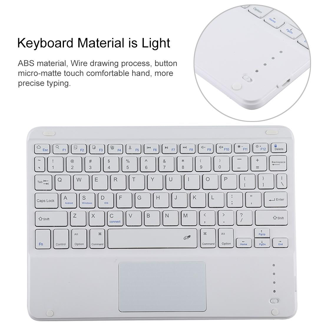 Bluetooth Keyboard & Tablet Case For Ipad 10.2 / Ipad Air 2019 - Detachable Touch Pad Pen Slot Holder - Microfiber Leather - Purple