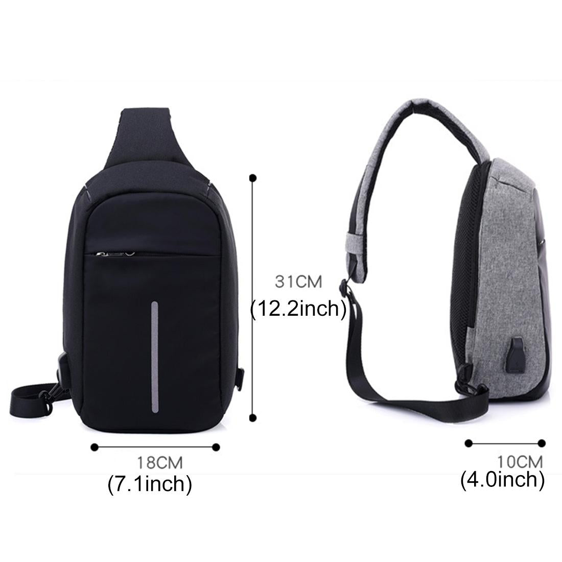 Portable Anti Theft Chest Bag With Usb Charging For Outdoor Sports Men / Women - Purple