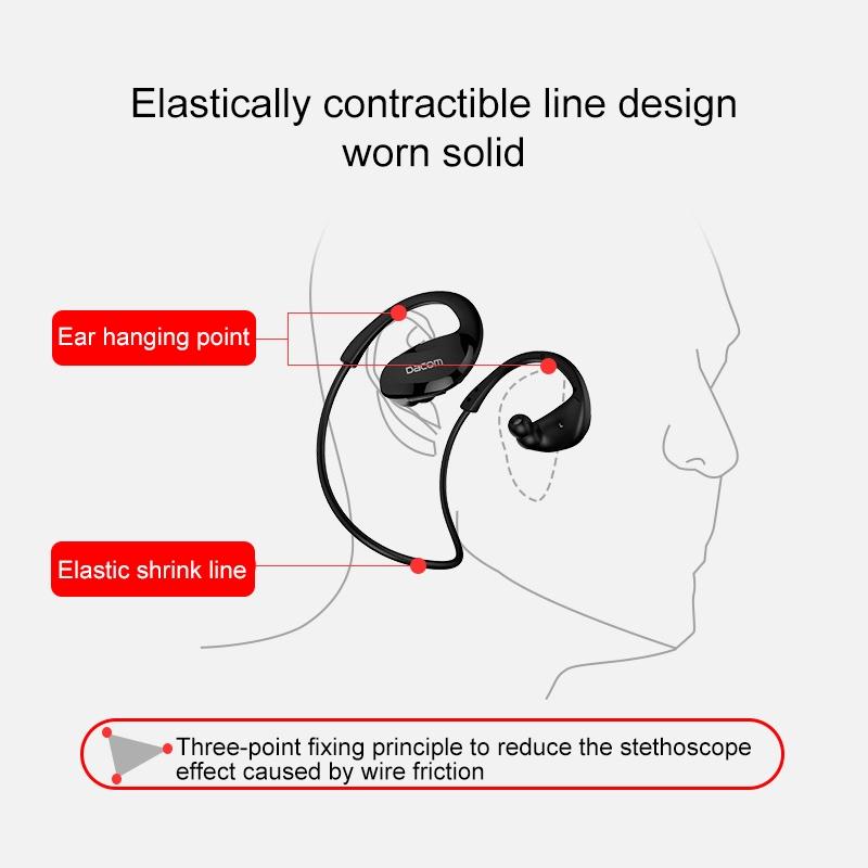 Red Dacom Athlete Bluetooth Earphones with Mic - Sport Running Stereo