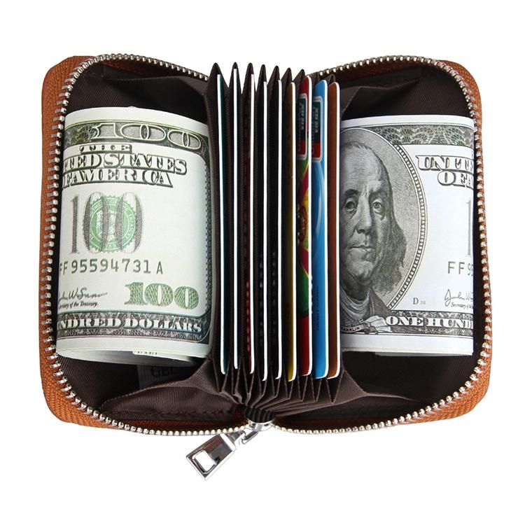 Anti-magnetic Rfid Leather Zip Wallet - Zipper Closure - Red