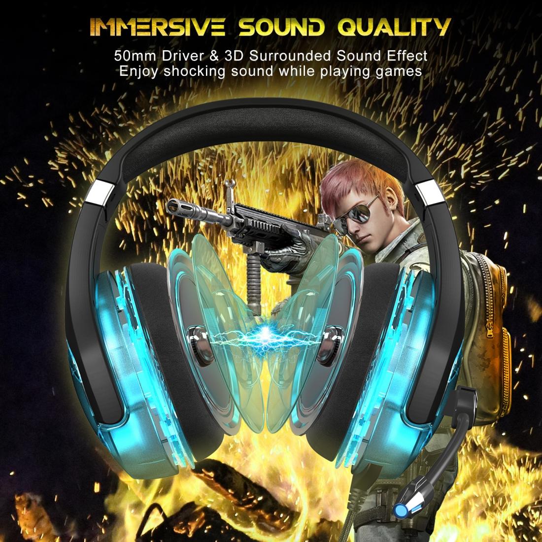 Surround Gaming Headset With Mic & Led - Black Red