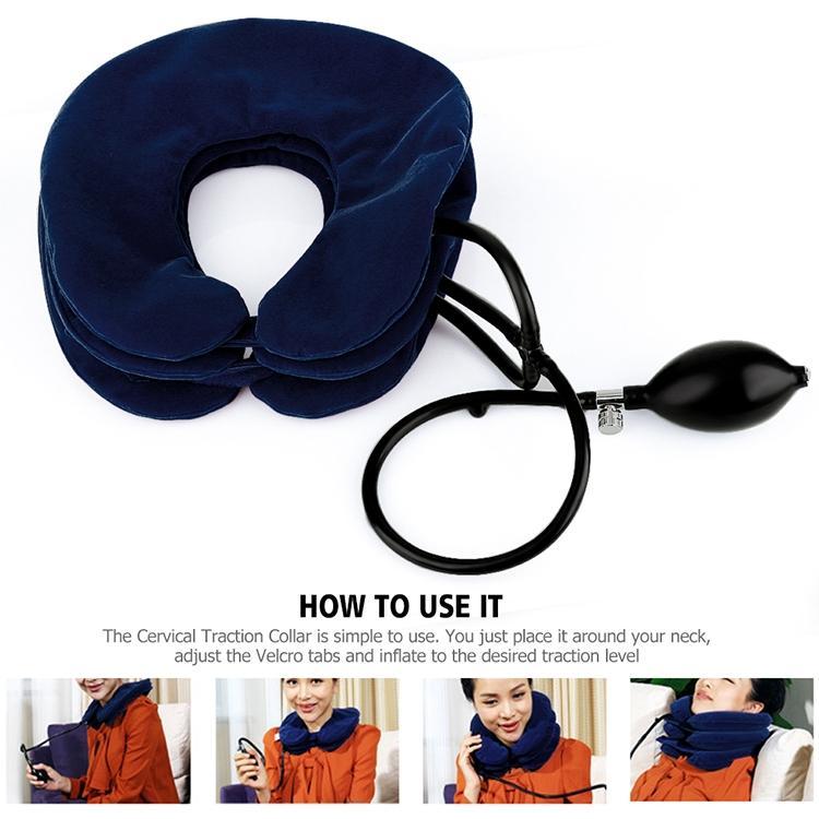 Full Cashmere Cervical Traction Instrument Neck Massage & Support - Rose Red