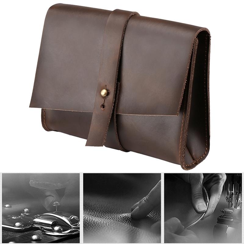 13.3 Inch Genuine Leather Laptop Bag With Power Adapter And Cable Winder - Rufous