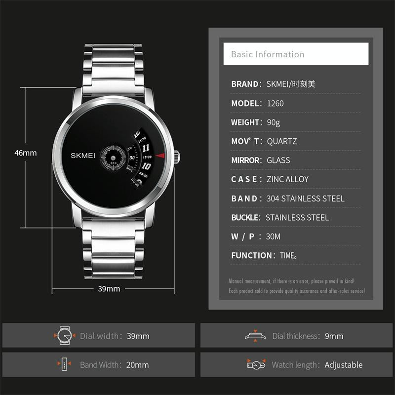 Stylish 30m Waterproof Quartz Watch with Stainless Steel Band - Silver