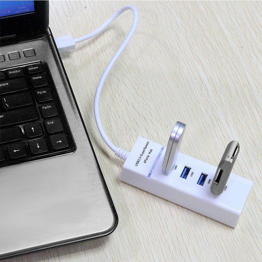 4-Port Usb 3.0 Hub With Led Super Speed 5Gbps - White