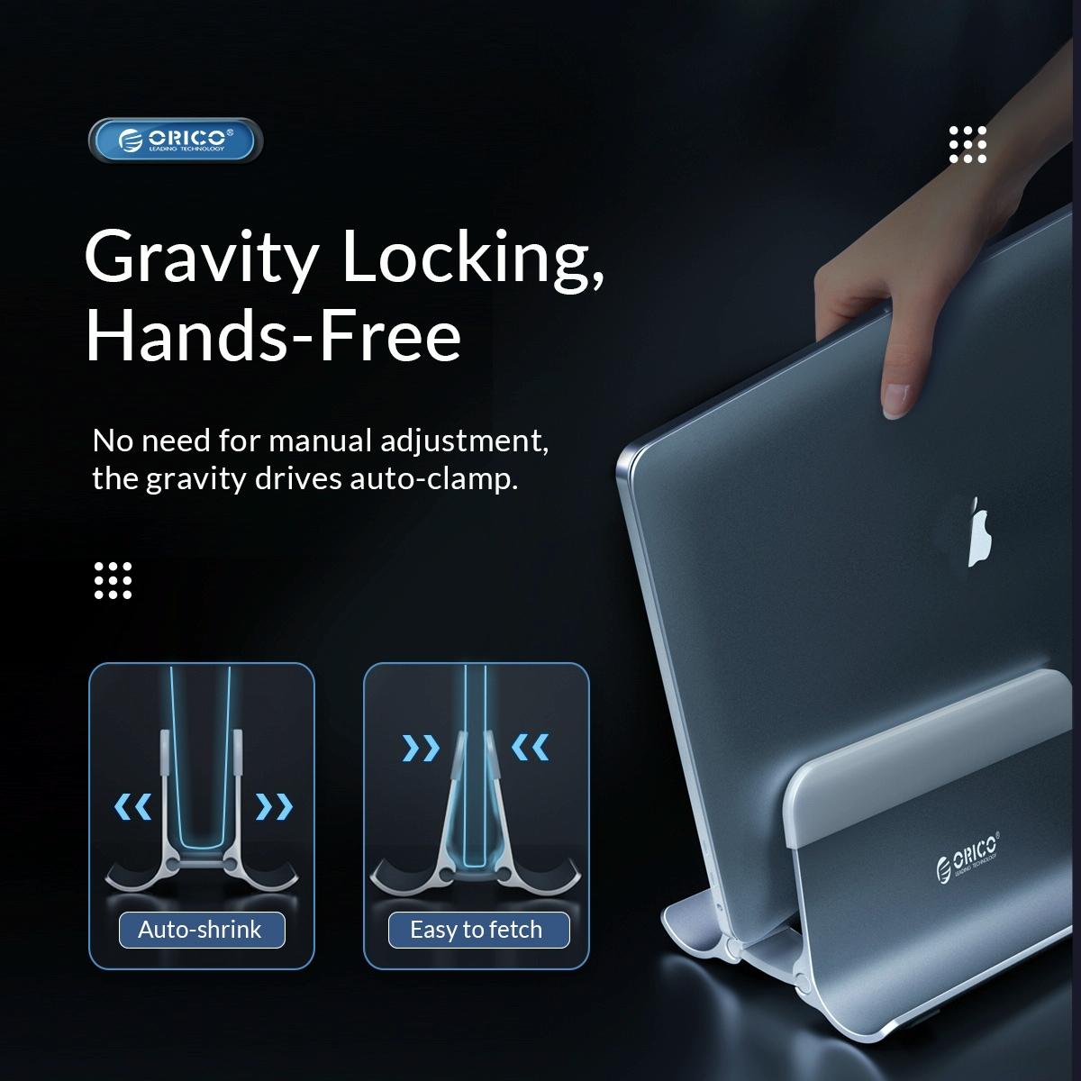 Space-saving Vertical Laptop Stand - Compact Design - Silver