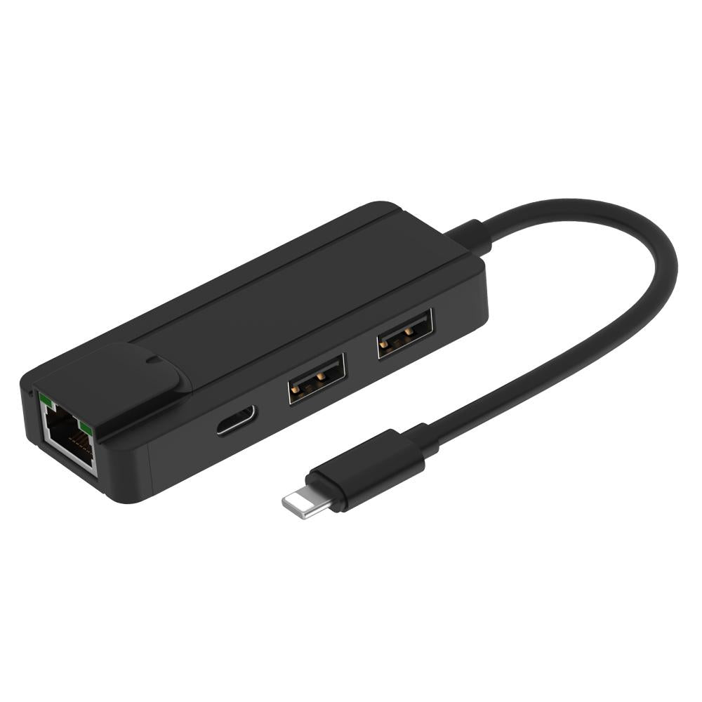 8Pin To Rj45 Usb 2.0 Hub Adapter - Silver
