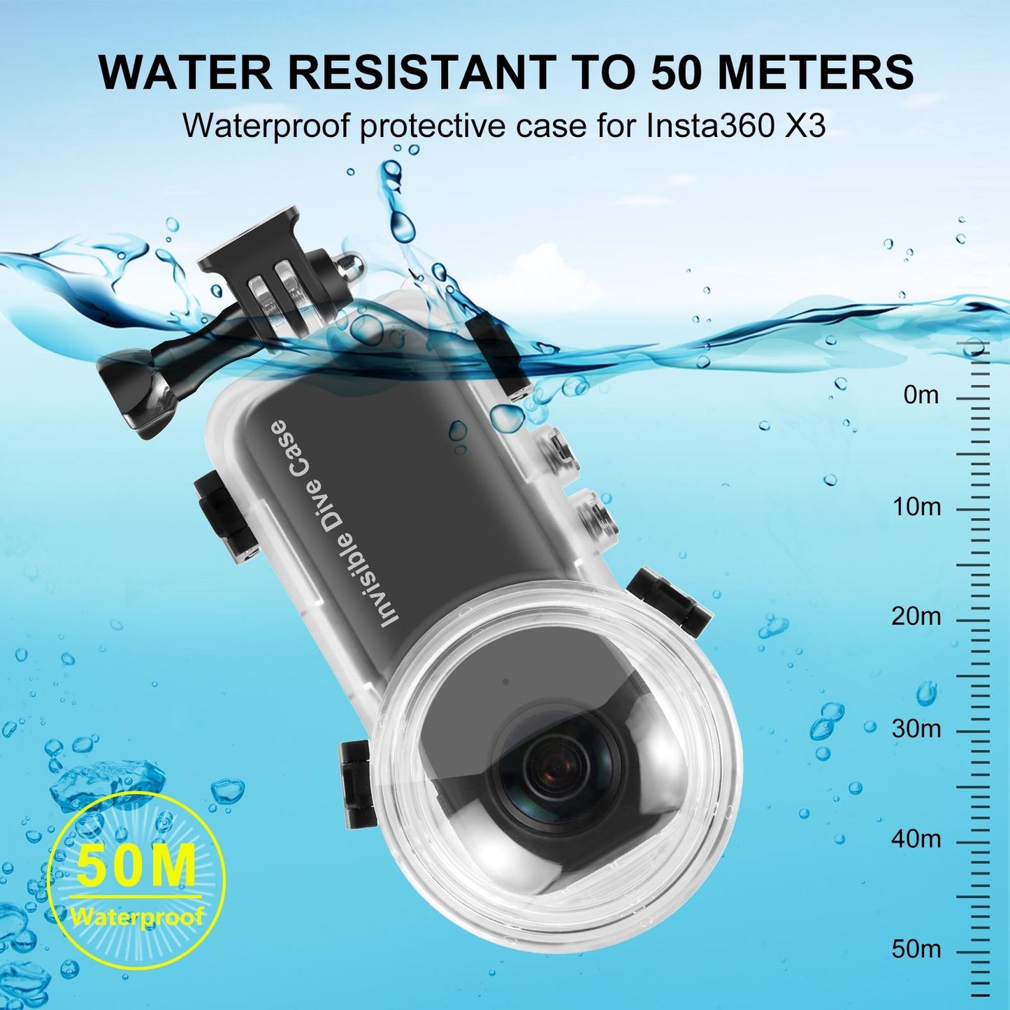 Waterproof Dive Case for Insta360 X3 - 50m Depth
