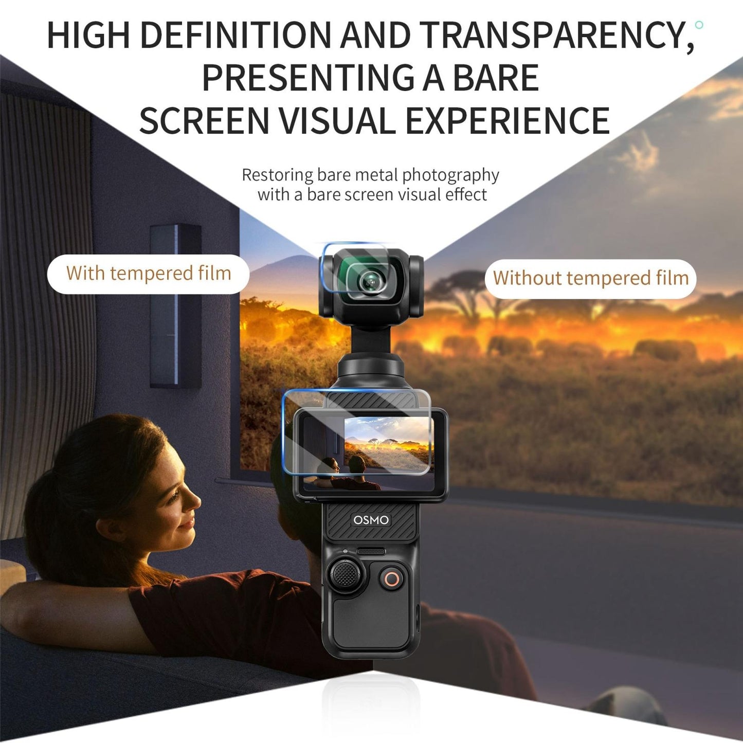 2-pack Tempered Glass Lens Protector for Dji Pocket 3