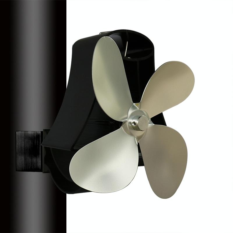 4-Blade Heat Powered Fireplace Stove Fan - Aluminum - Bronze