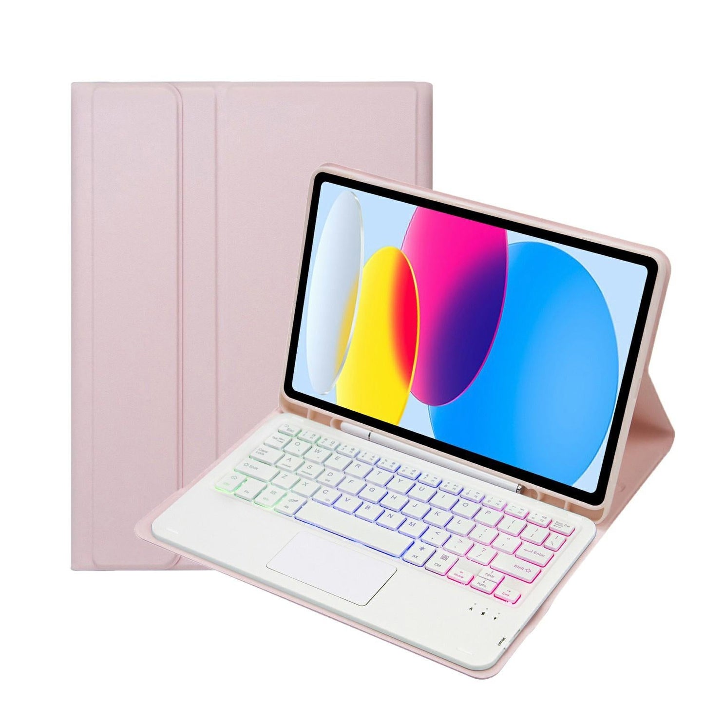 2022 Ipad 10.9 Lambskin Keyboard Case With Backlight & Pen Slot - Baby Blue