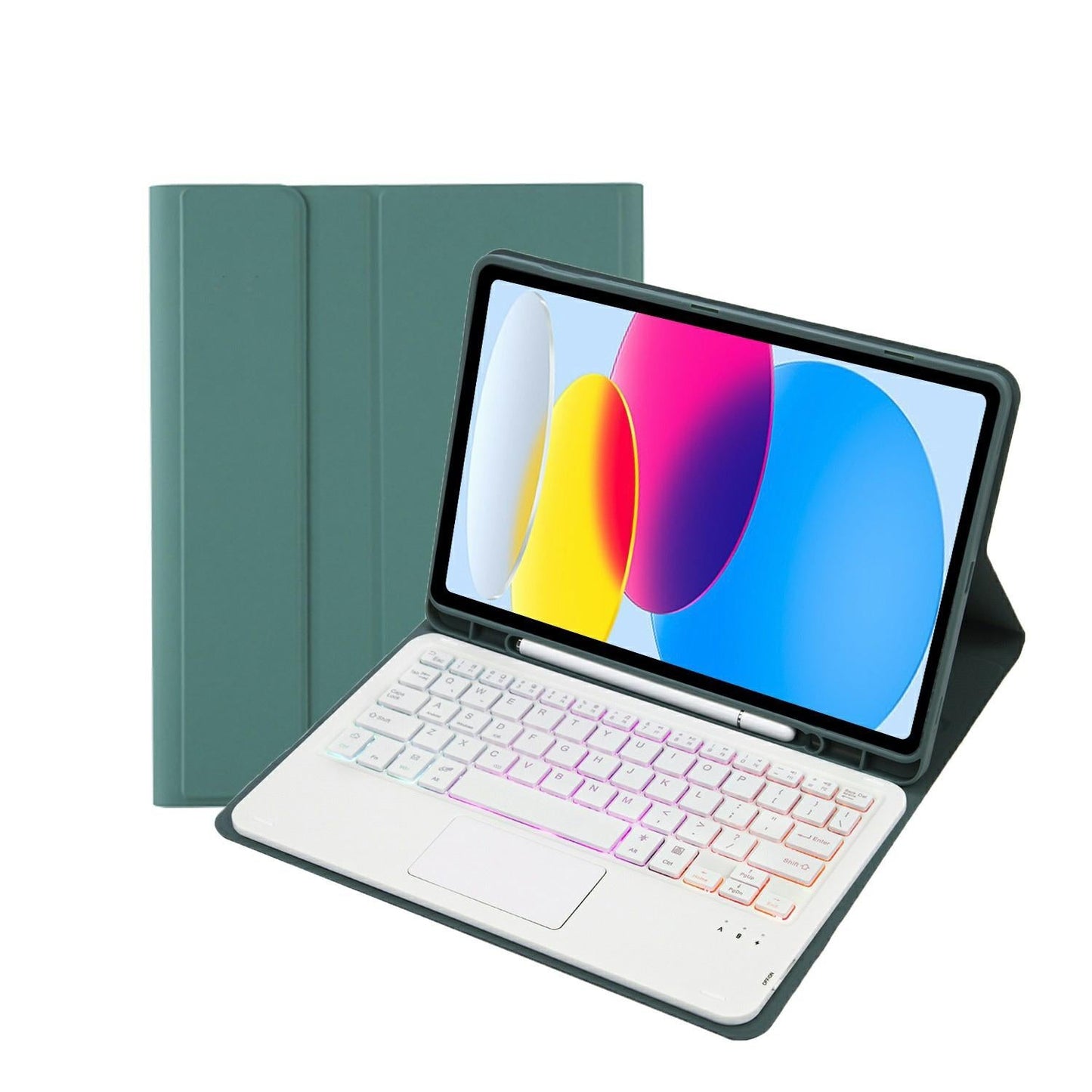 2022 Ipad 10.9 Lambskin Keyboard Case With Backlight & Pen Slot - Baby Blue