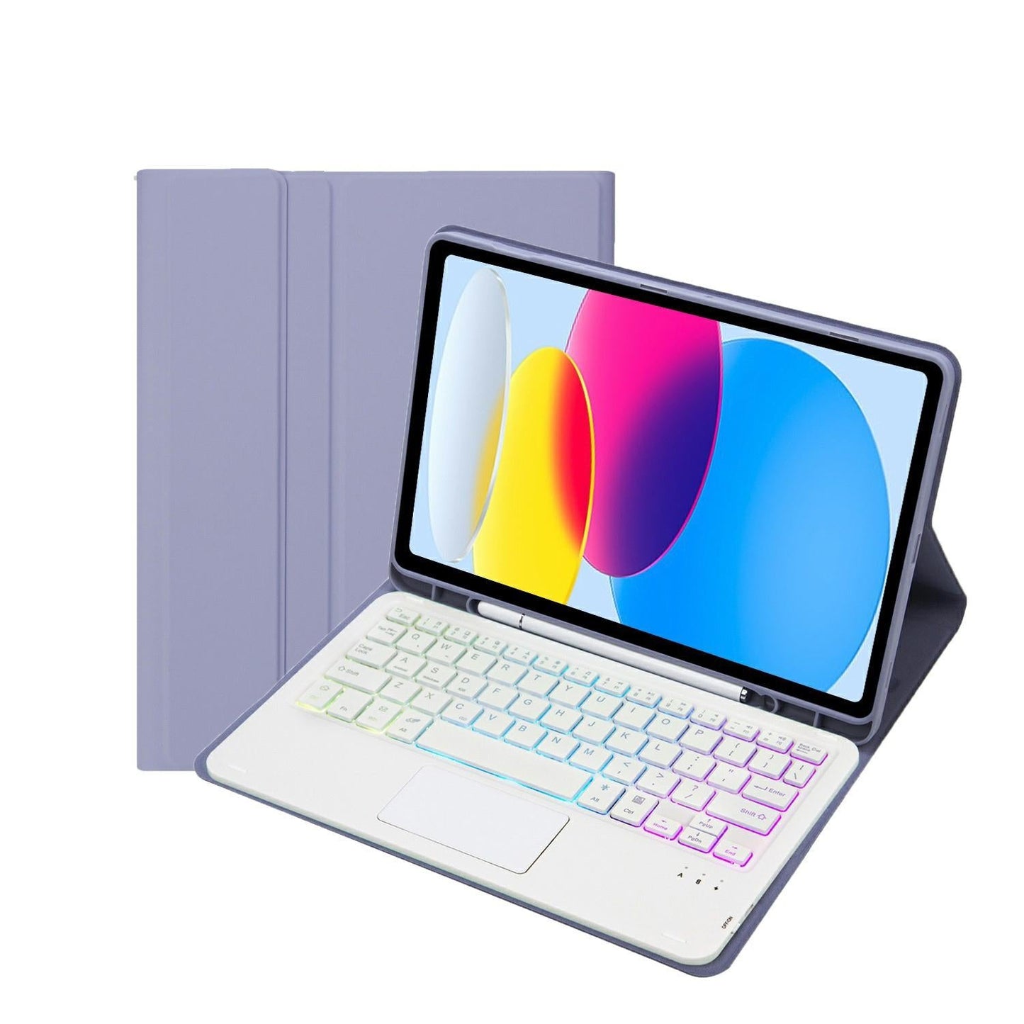 2022 Ipad 10.9 Lambskin Keyboard Case With Backlight & Pen Slot - Baby Blue
