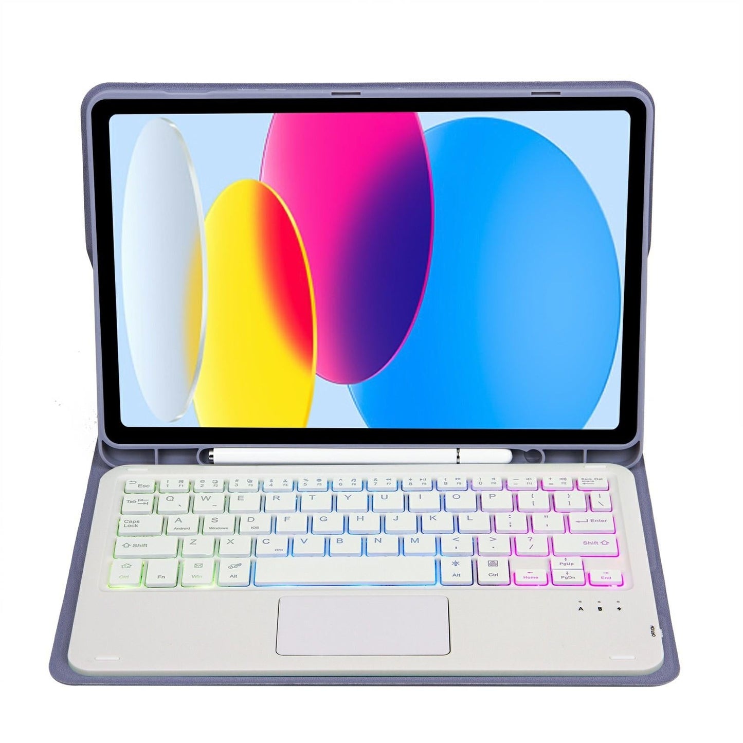2022 Ipad 10.9 Lambskin Keyboard Case With Backlight & Pen Slot - Baby Blue