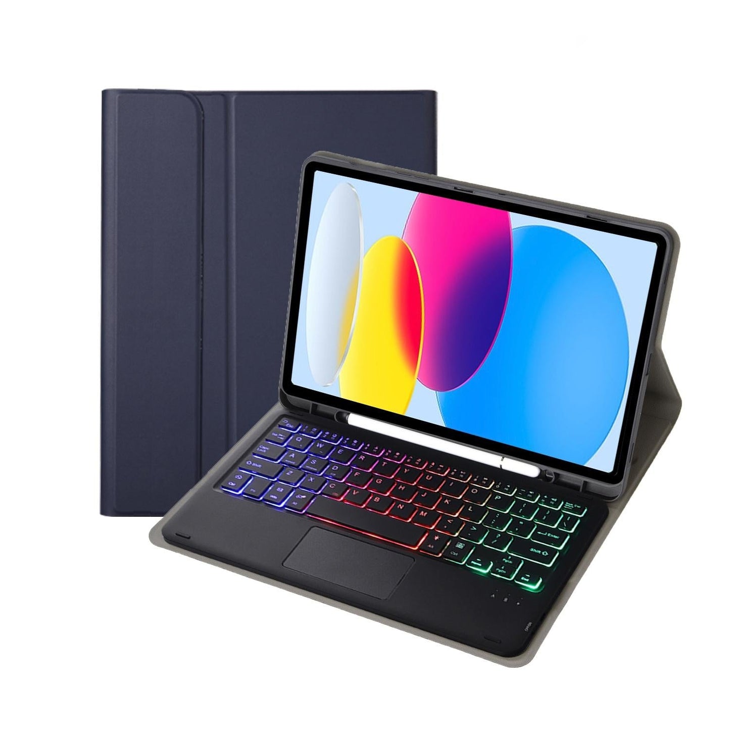 2022 Ipad 10.9 Lambskin Keyboard Case With Backlight & Pen Slot - Baby Blue