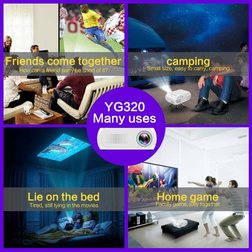 Mini Led Projector For Home Theater - Supports Hdmi Av Sd Usb - 320X240 Resolution - White
