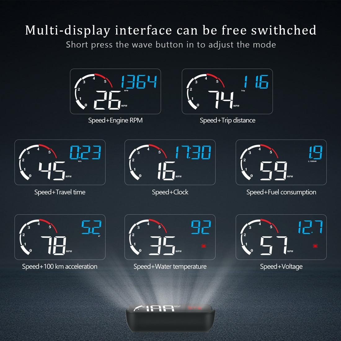 Universal Car Obd2 Hud 3.5 Inch Vehicle Head Up Display - Yellow