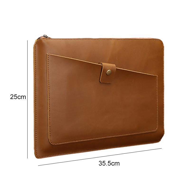 Premium Leather Business Laptop / Tablet Zipper Bag - Universal Fit - Brown