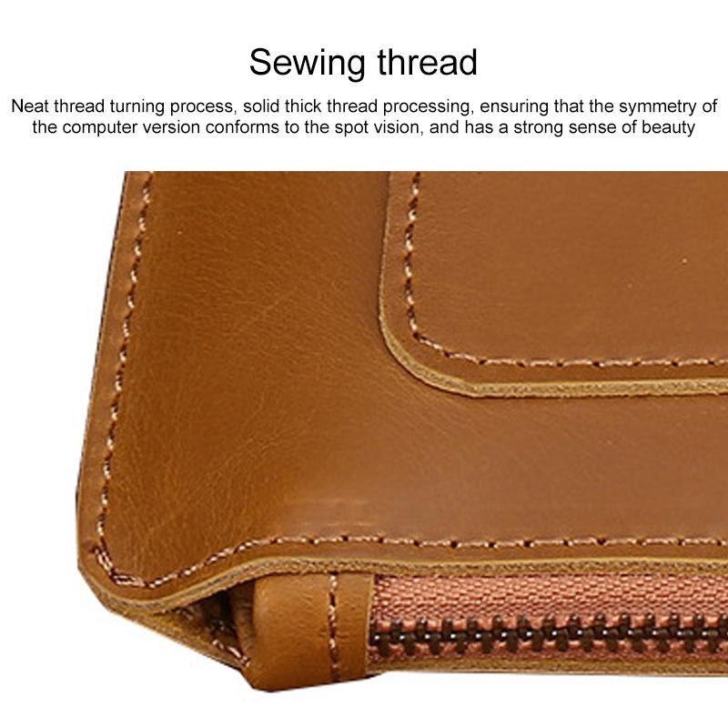Premium Leather Business Laptop / Tablet Zipper Bag - Universal Fit - Brown