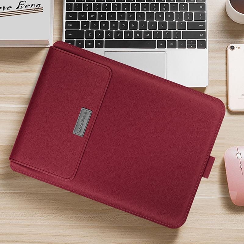 Universal 4-In-1 Laptop Bag Set Waterproof Pu Leather Handle Stand Pen Holder Winders Mouse & Charger Bags - 13 / 14 Inch - Brown