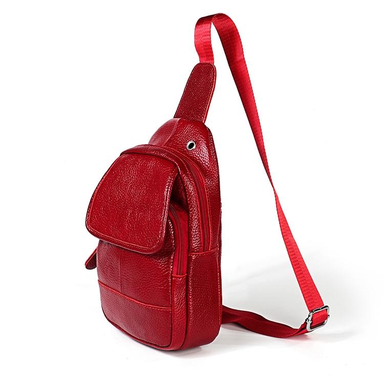 Men Litchi Texture Full Grain Cowhide Crossbody Bag - Brown