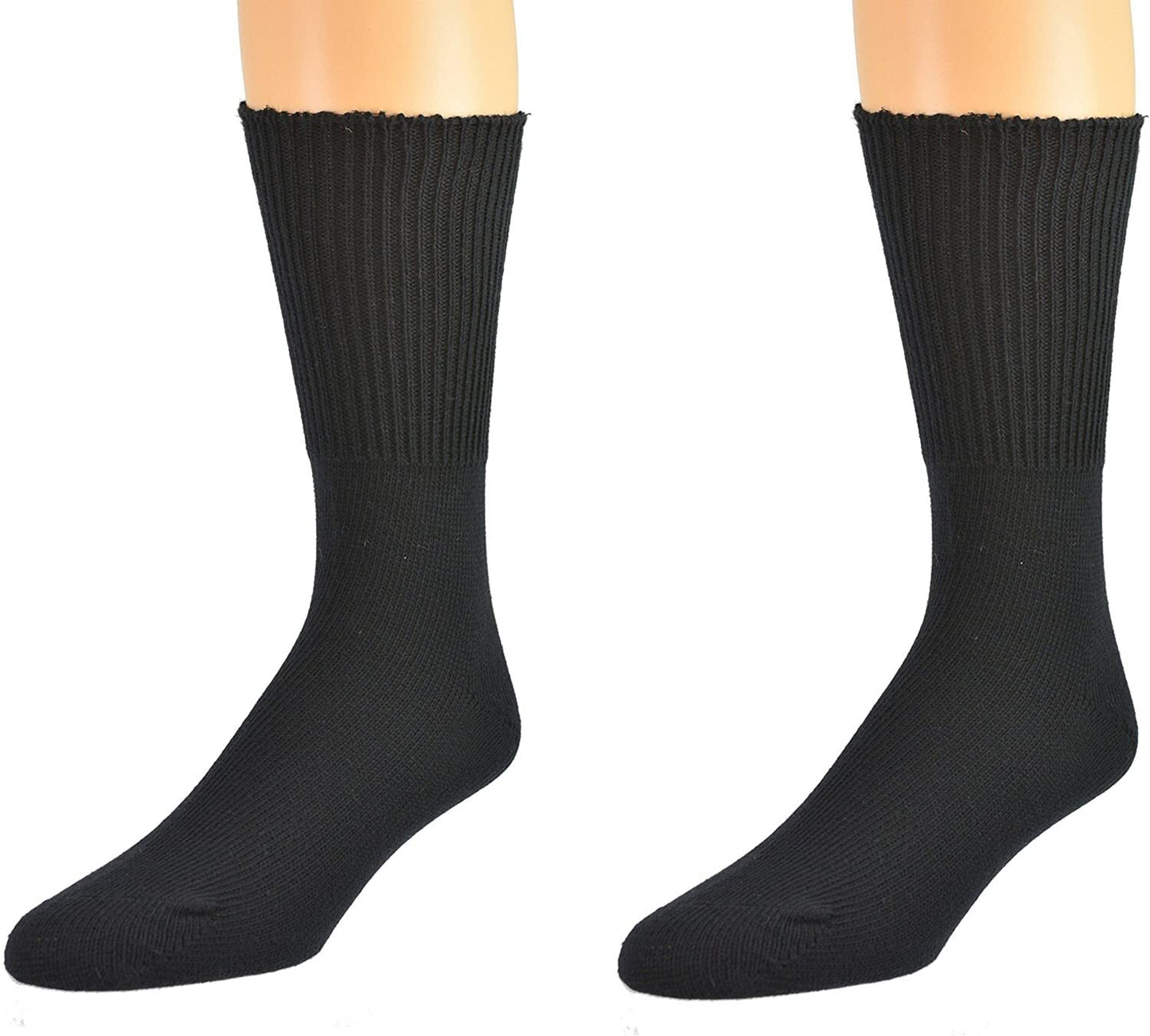 1 Pair DIABETIC BAMBOO Socks Work Socks Medical Loose Top Crew Cushion BLACK - 6-11