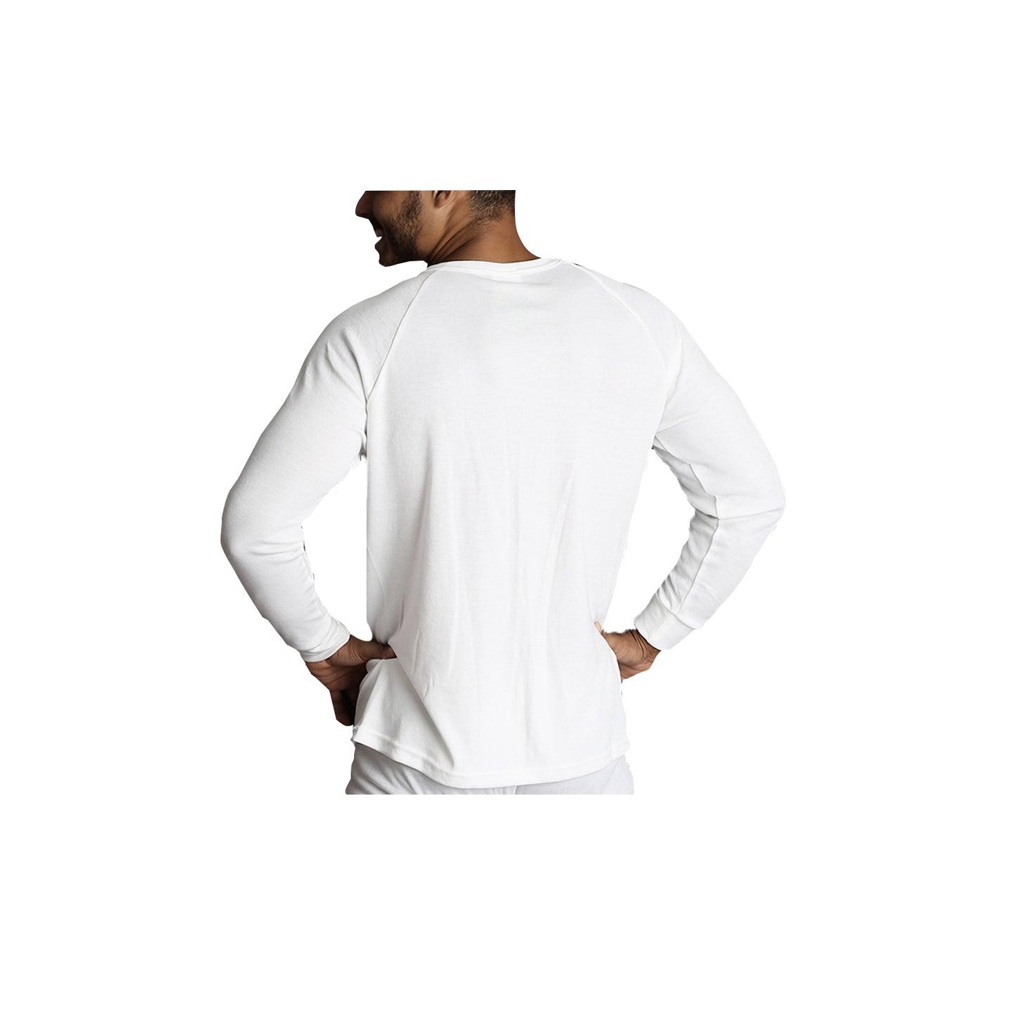 Mens Merino Wool Blend Long Sleeve Thermal Top Underwear Thermals Base Layer - Beige - S