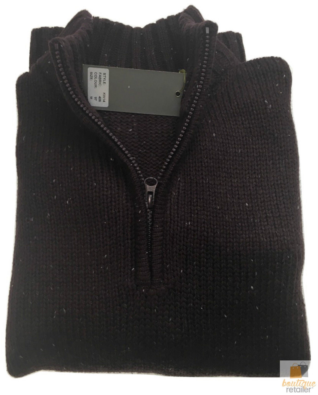Mens Knit Jumper Pullover Sweater Knitted Casual Stretch Warm Winter - Half Zip Burgundy 97 (KW14) - L