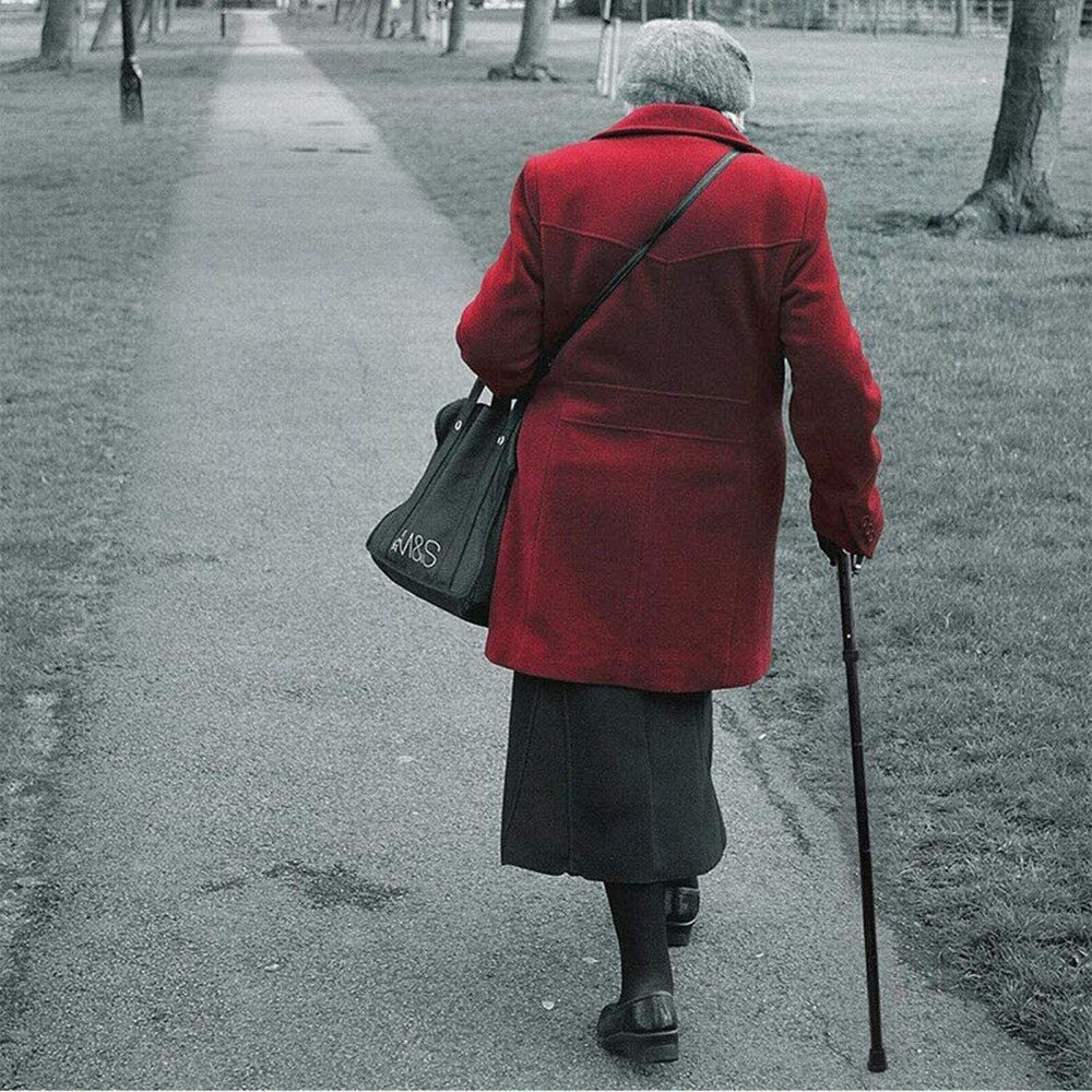 Adjustable Metal WALKING STICK Travel Cane Folding Pole Compact Retractable Hike - Silver