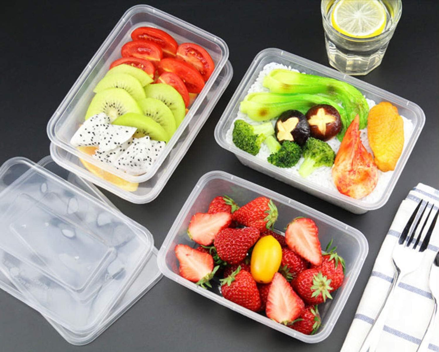 96pcs 2000ml Reusable Food Containers Plastic Meal Prep Storage - BPA Free
