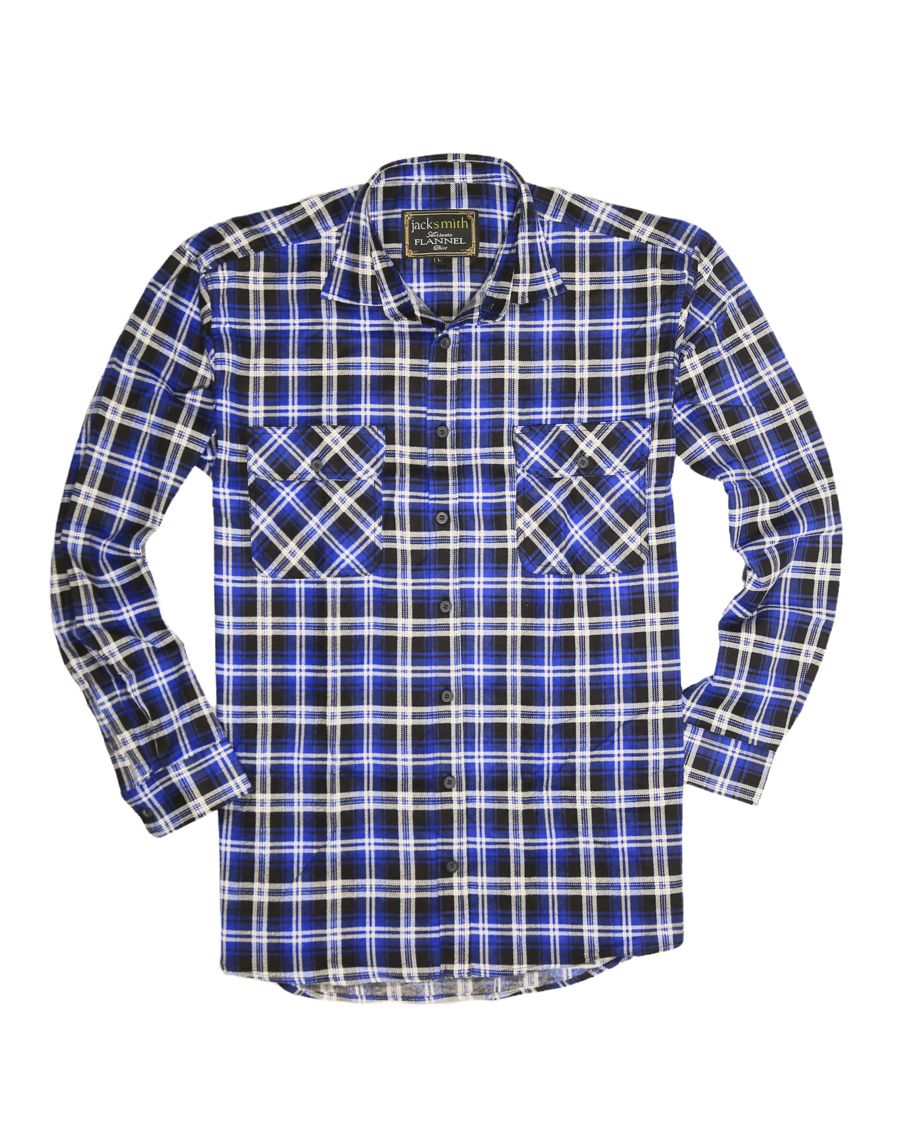 Mens 100% Cotton Flannelette Shirt Long Sleeve Check Authentic Flannel - Denim - XXL